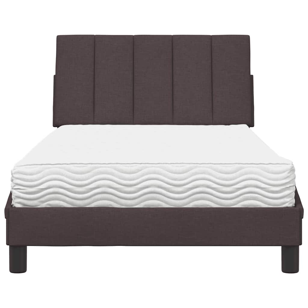 Lit avec matelas Hanko marron foncé 100x200 cm tissu