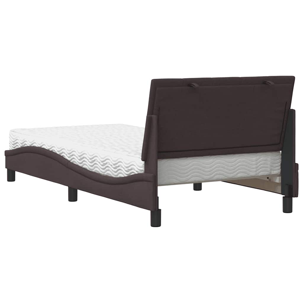 Lit avec matelas Hanko marron foncé 100x200 cm tissu
