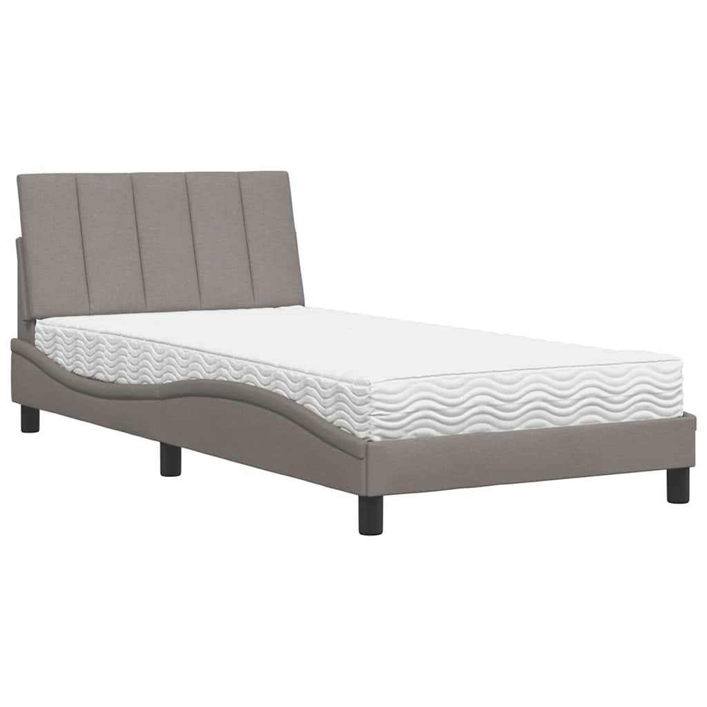 Lit avec matelas Hanko taupe 100x200 cm tissu