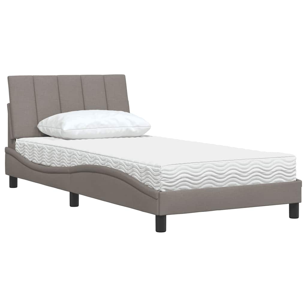 Lit avec matelas Hanko taupe 100x200 cm tissu