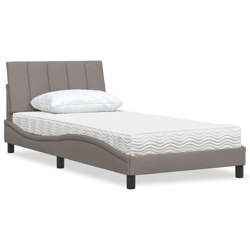 Lit avec matelas Hanko taupe 100x200 cm tissu