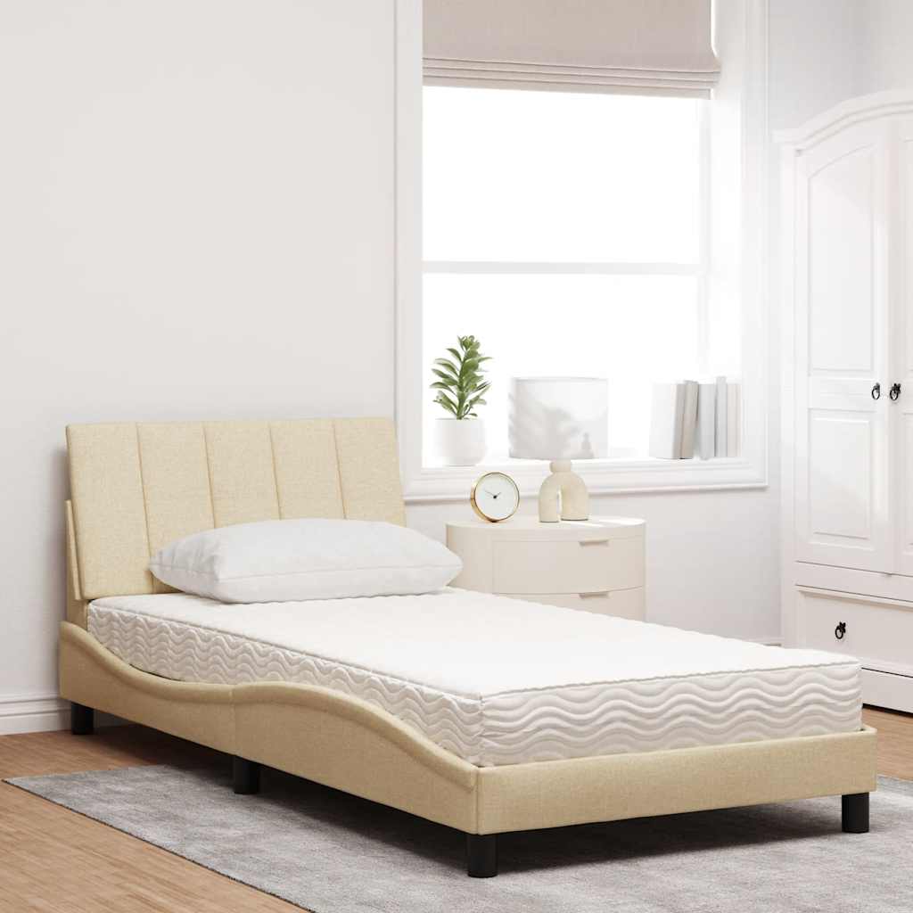 Lit avec matelas Hanko crème 100x200 cm tissu - XIOS