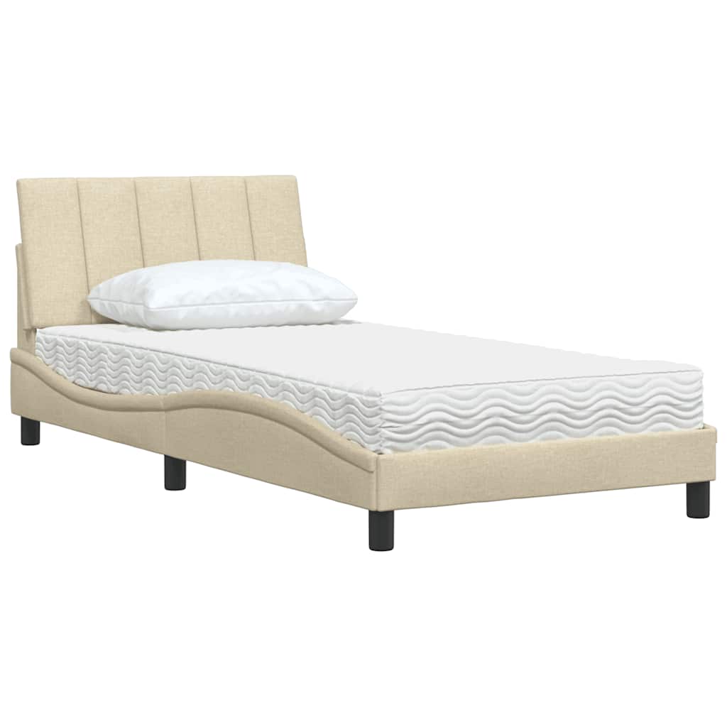 Lit avec matelas Hanko crème 100x200 cm tissu - XIOS