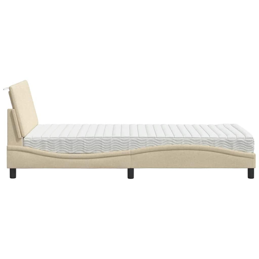 Lit avec matelas Hanko crème 100x200 cm tissu - XIOS
