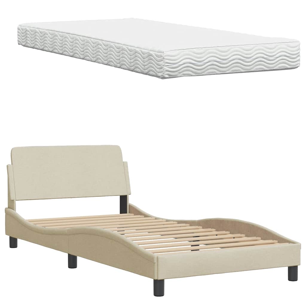 Lit avec matelas Hanko crème 100x200 cm tissu - XIOS