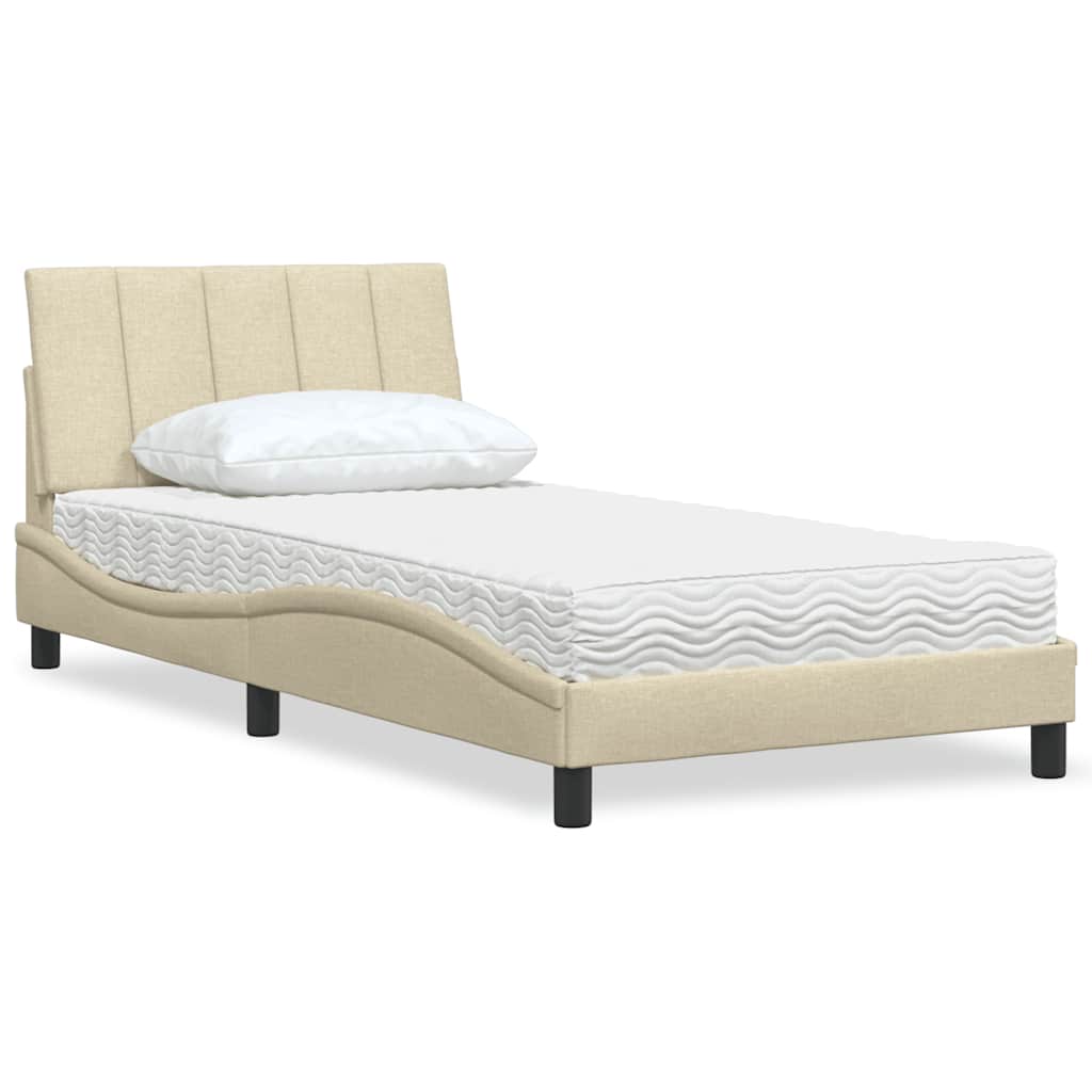 Lit avec matelas Hanko crème 100x200 cm tissu - XIOS