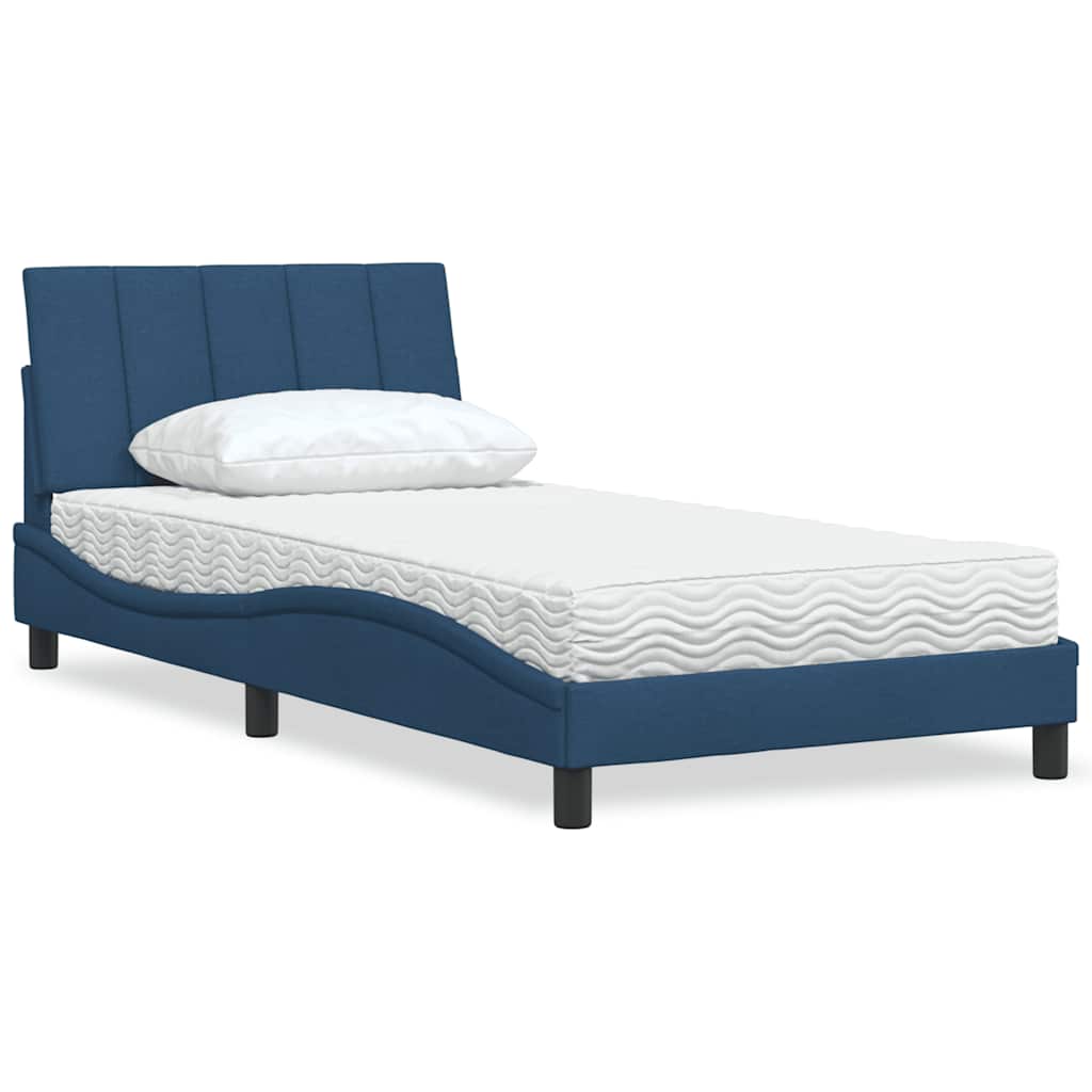 Lit avec matelas Hanko bleu 100x200 cm tissu - XIOS