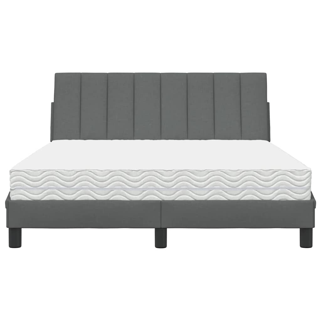 Lit avec matelas Hanko gris foncé 120x200 cm tissu - XIOS