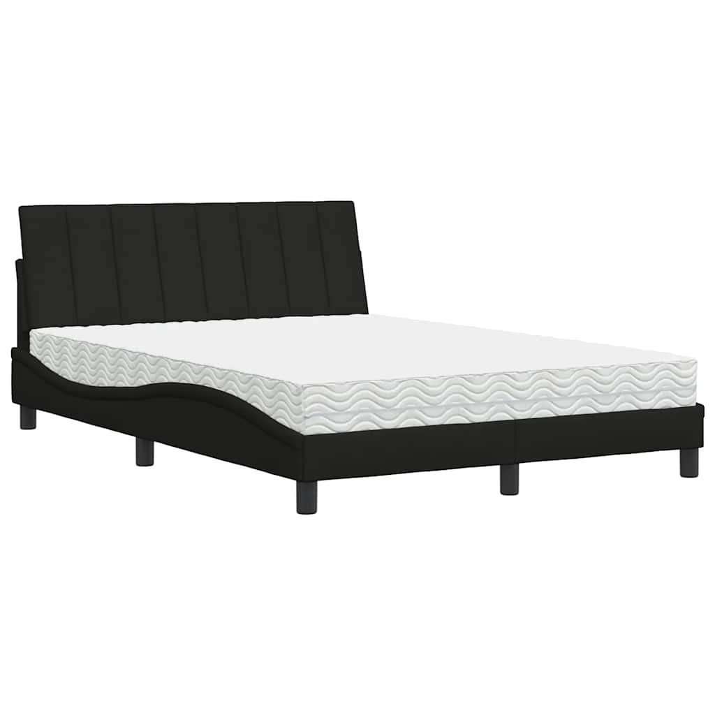 Lit avec matelas Hanko noir 120x200 cm tissu