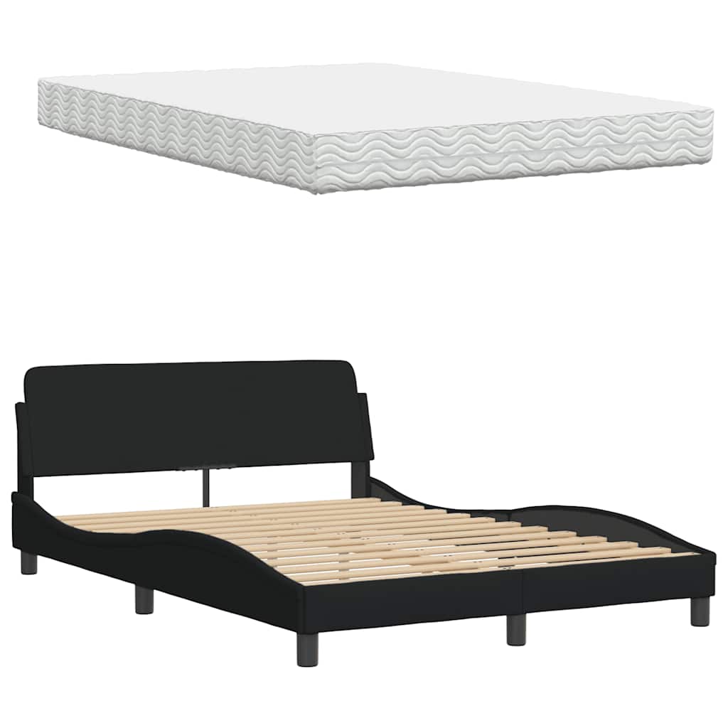 Lit avec matelas Hanko noir 120x200 cm tissu