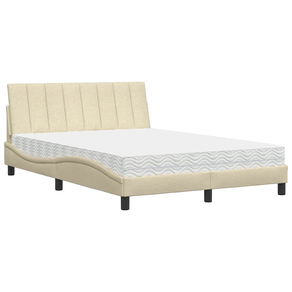 Lit avec matelas Hanko crème 120x200 cm tissu