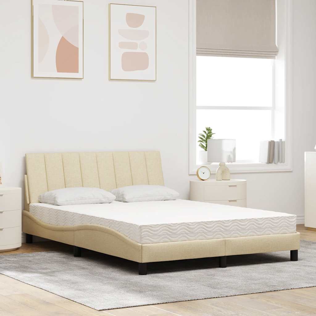 Lit avec matelas Hanko crème 120x200 cm tissu