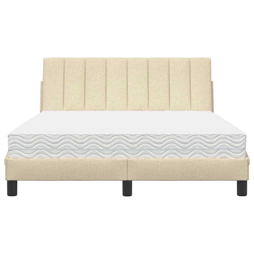 Lit avec matelas Hanko crème 120x200 cm tissu
