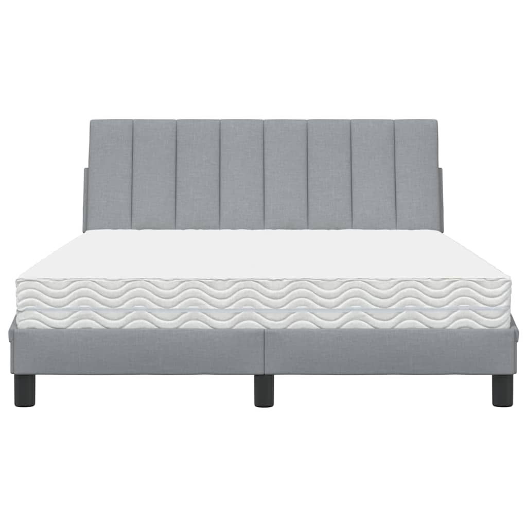 Lit avec matelas Hanko gris clair 140x190 cm tissu - XIOS