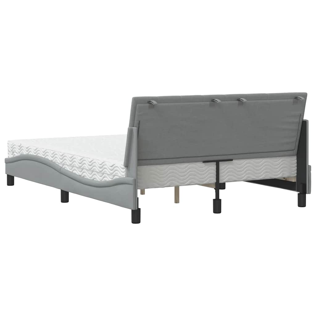 Lit avec matelas Hanko gris clair 140x190 cm tissu - XIOS