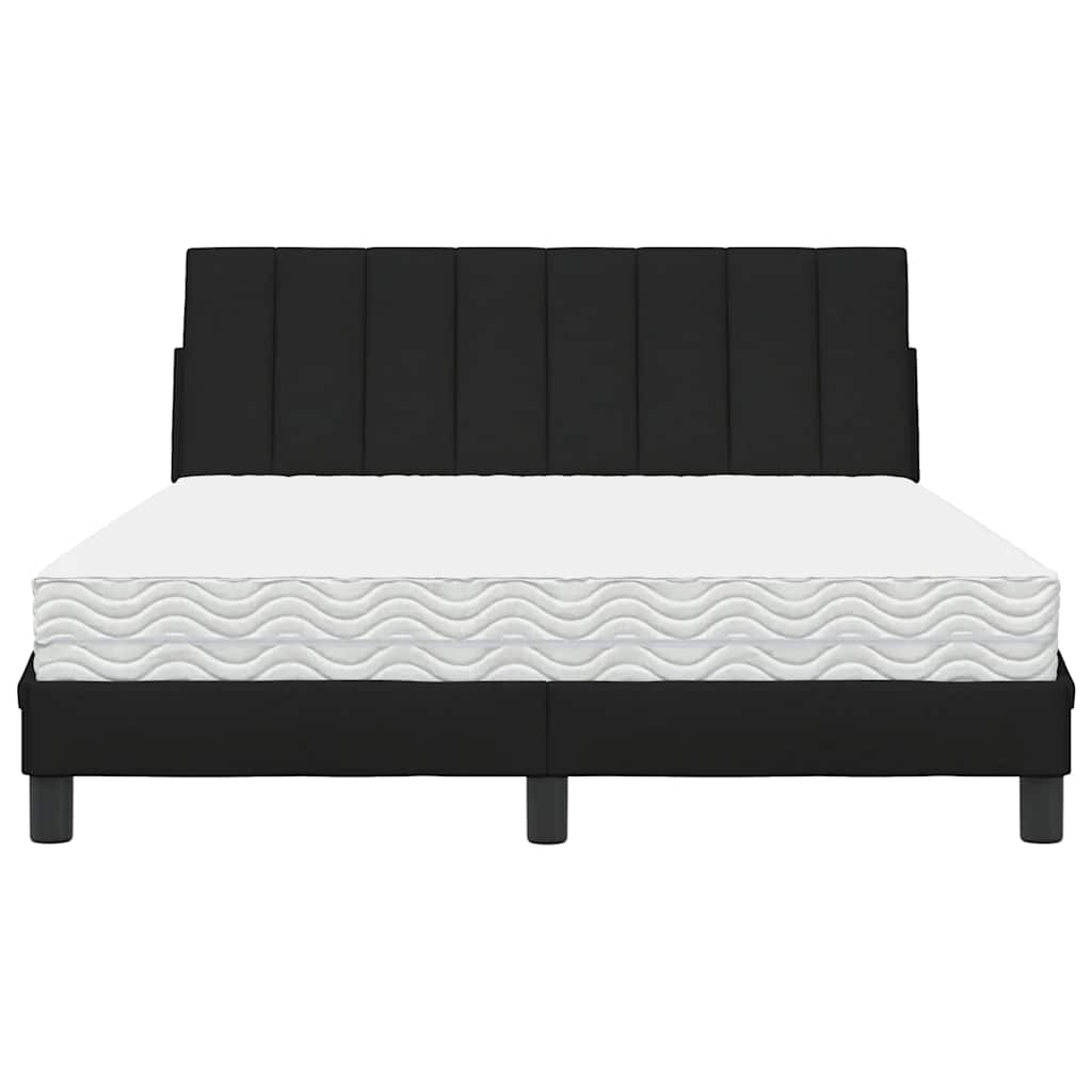 Lit avec matelas Hanko noir 140x190 cm tissu - XIOS