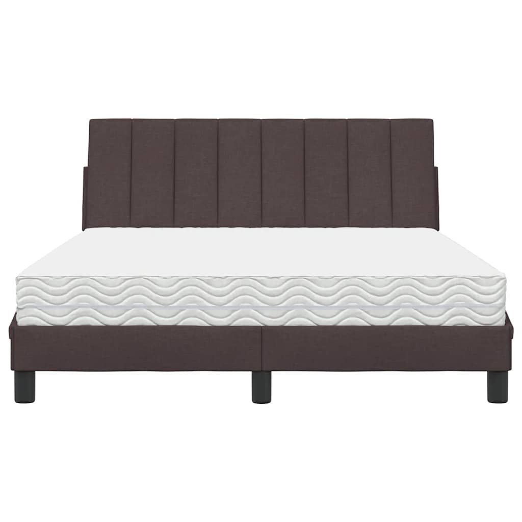 Lit avec matelas Hanko marron foncé 140x190 cm tissu