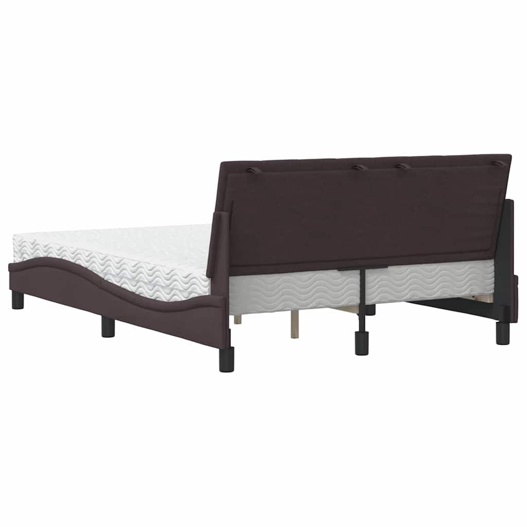 Lit avec matelas Hanko marron foncé 140x190 cm tissu