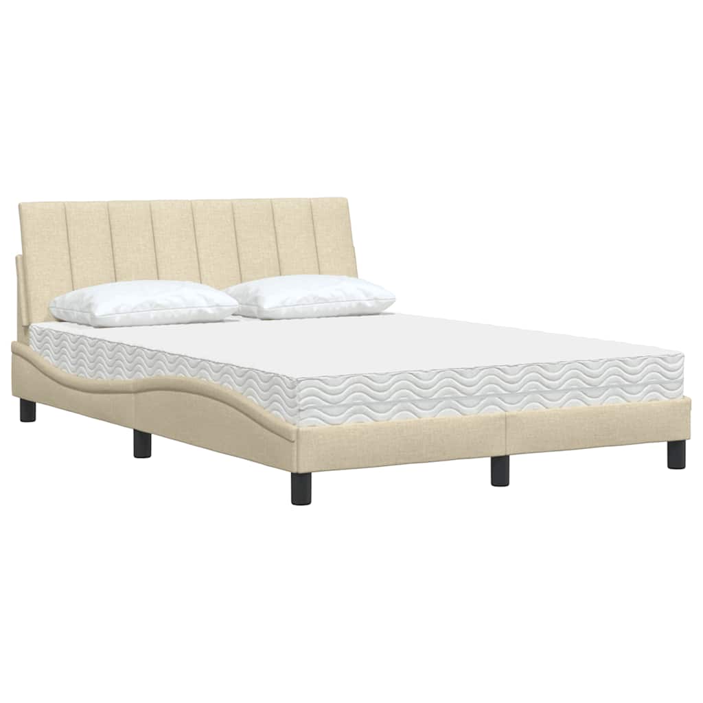 Lit avec matelas crème 140x190 cm tissu - XIOS
