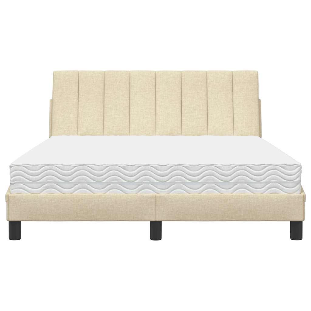 Lit avec matelas crème 140x190 cm tissu - XIOS