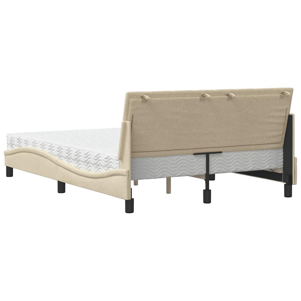 Lit avec matelas crème 140x190 cm tissu - XIOS