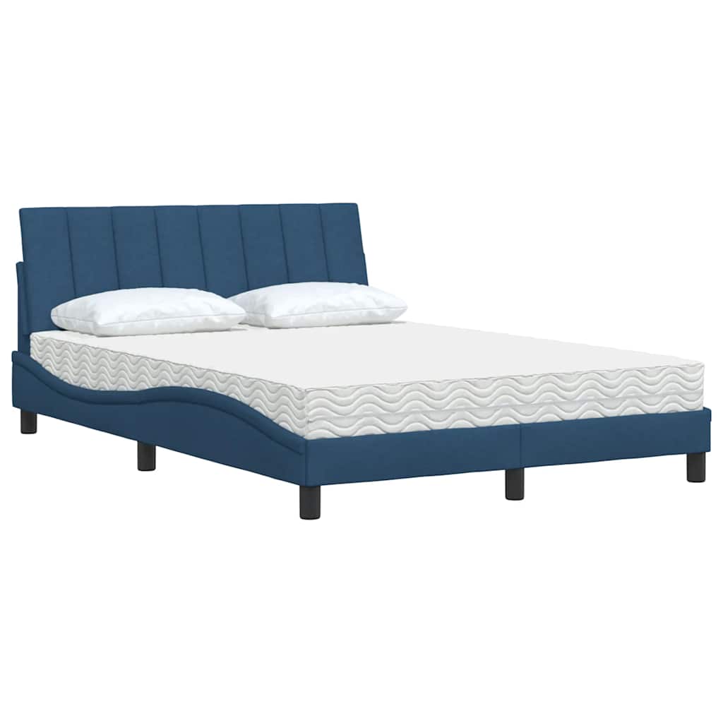 Lit avec matelas Hanko bleu 140x190 cm tissu - XIOS