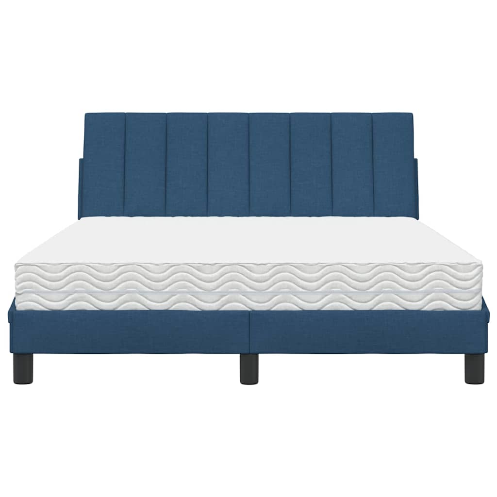 Lit avec matelas Hanko bleu 140x190 cm tissu - XIOS
