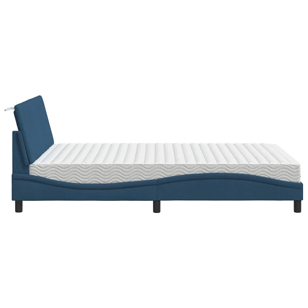 Lit avec matelas Hanko bleu 140x190 cm tissu - XIOS