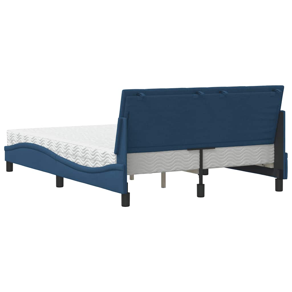 Lit avec matelas Hanko bleu 140x190 cm tissu - XIOS