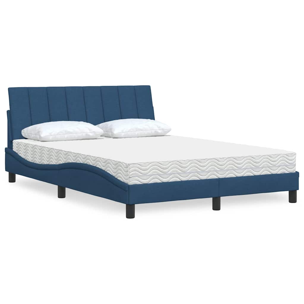 Lit avec matelas Hanko bleu 140x190 cm tissu - XIOS