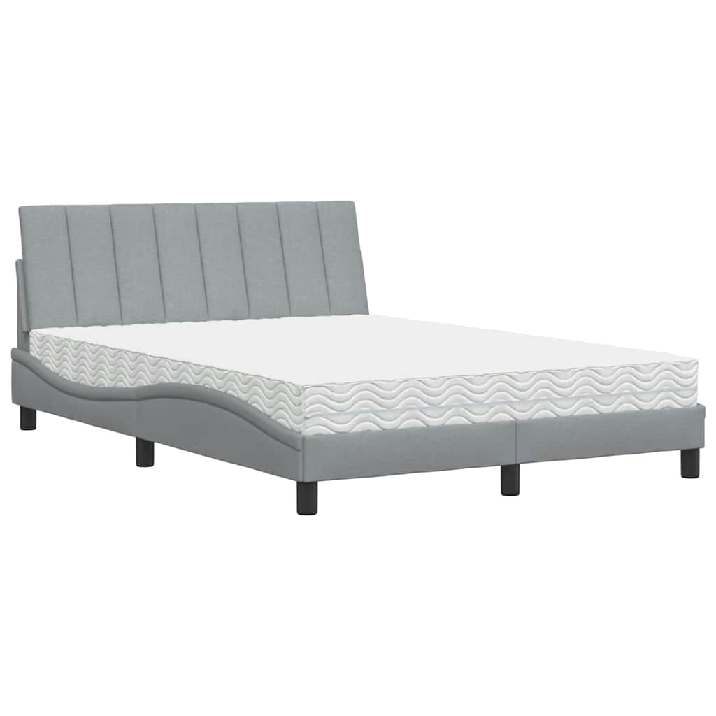 Lit avec matelas Hanko gris clair 140x200 cm tissu - XIOS