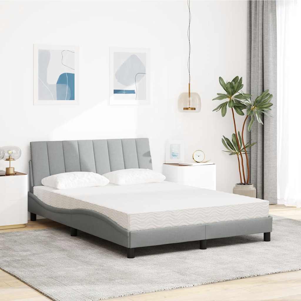 Lit avec matelas Hanko gris clair 140x200 cm tissu - XIOS