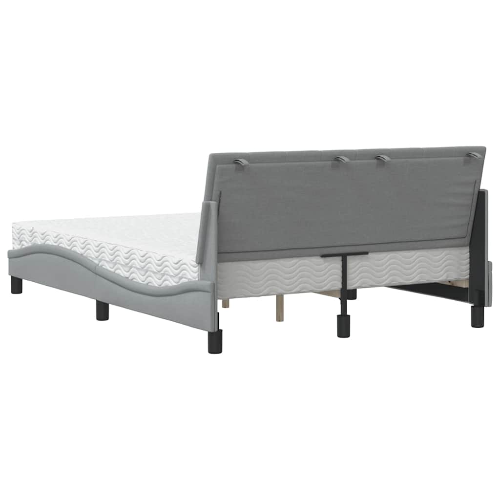 Lit avec matelas Hanko gris clair 140x200 cm tissu - XIOS