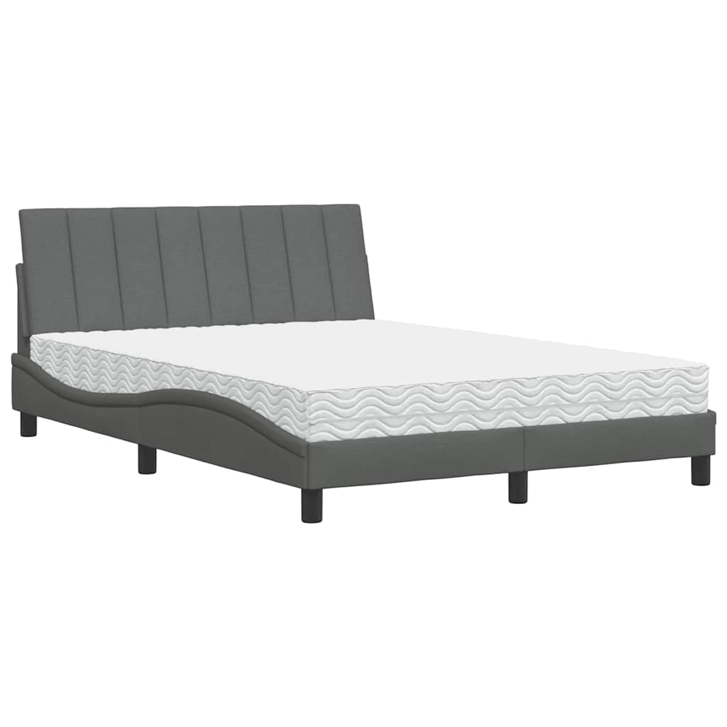 Lit avec matelas Hanko gris foncé 140x200 cm tissu - XIOS