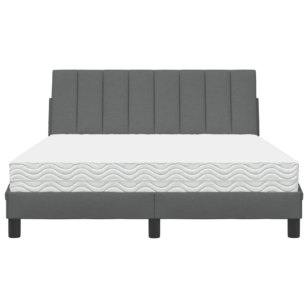 Lit avec matelas Hanko gris foncé 140x200 cm tissu