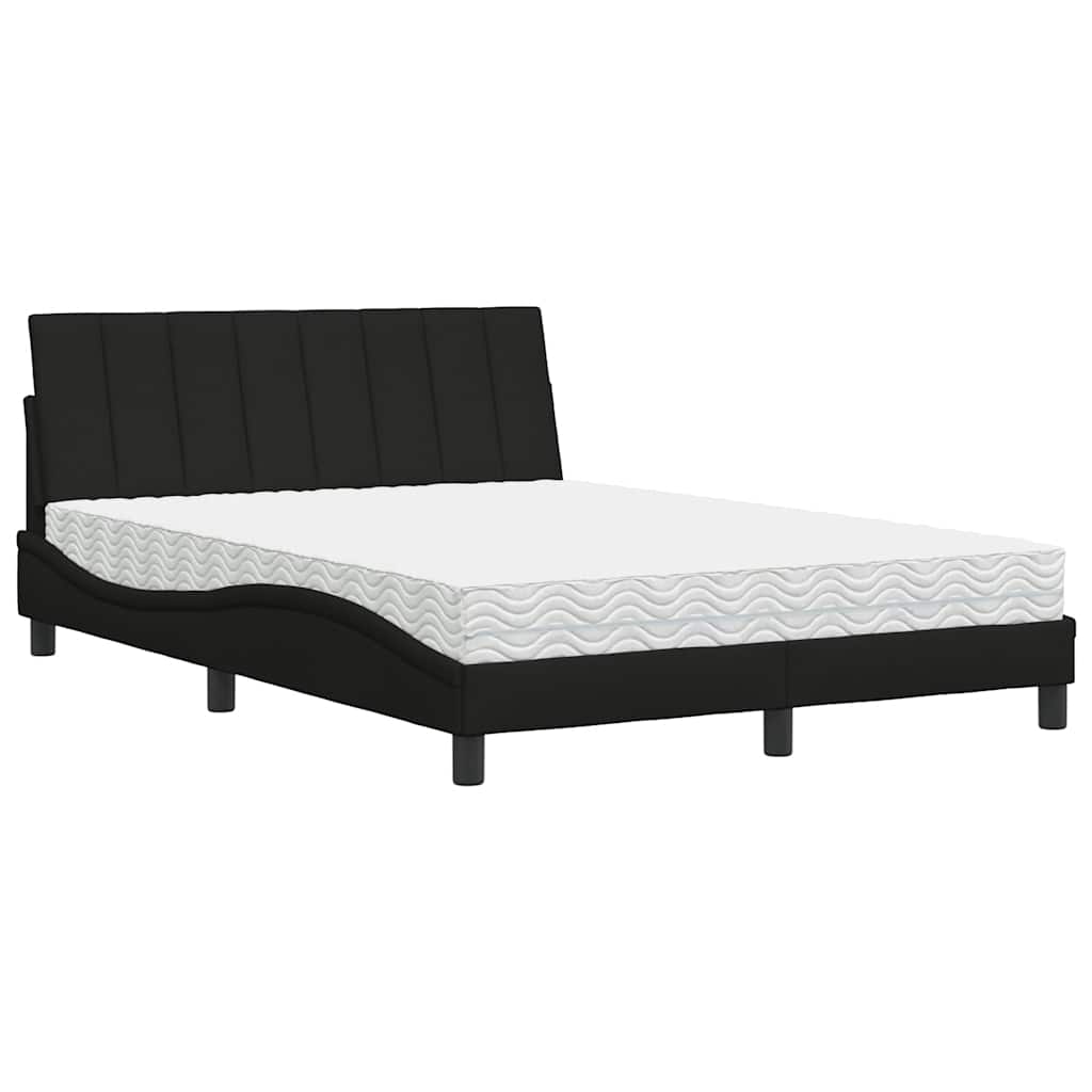 Lit avec matelas Hanko noir 140x200 cm tissu - XIOS