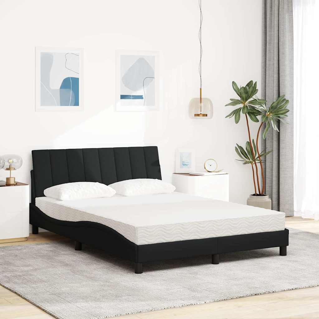 Lit avec matelas Hanko noir 140x200 cm tissu - XIOS
