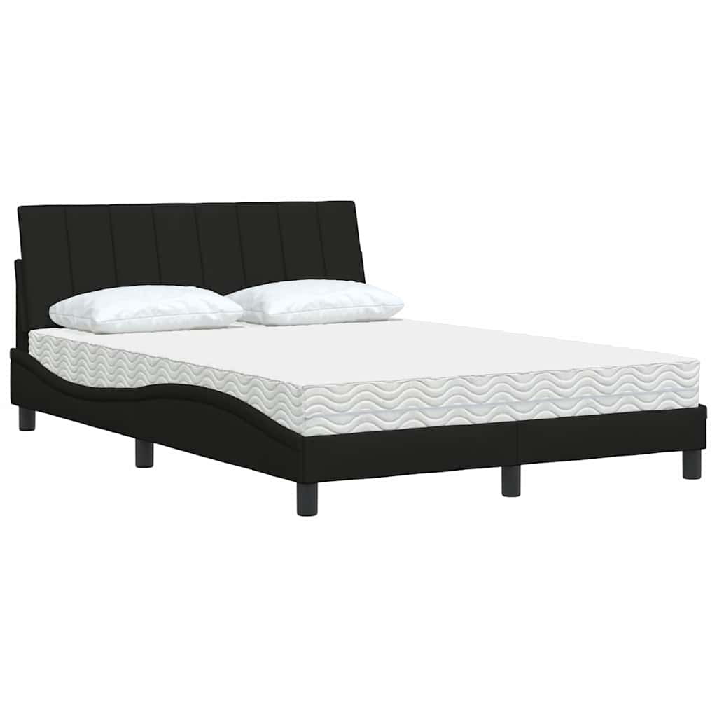 Lit avec matelas Hanko noir 140x200 cm tissu - XIOS