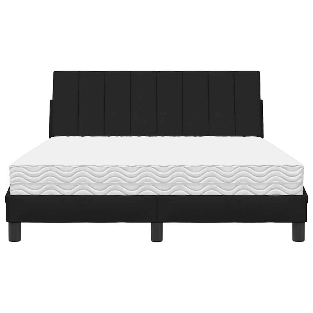 Lit avec matelas Hanko noir 140x200 cm tissu - XIOS