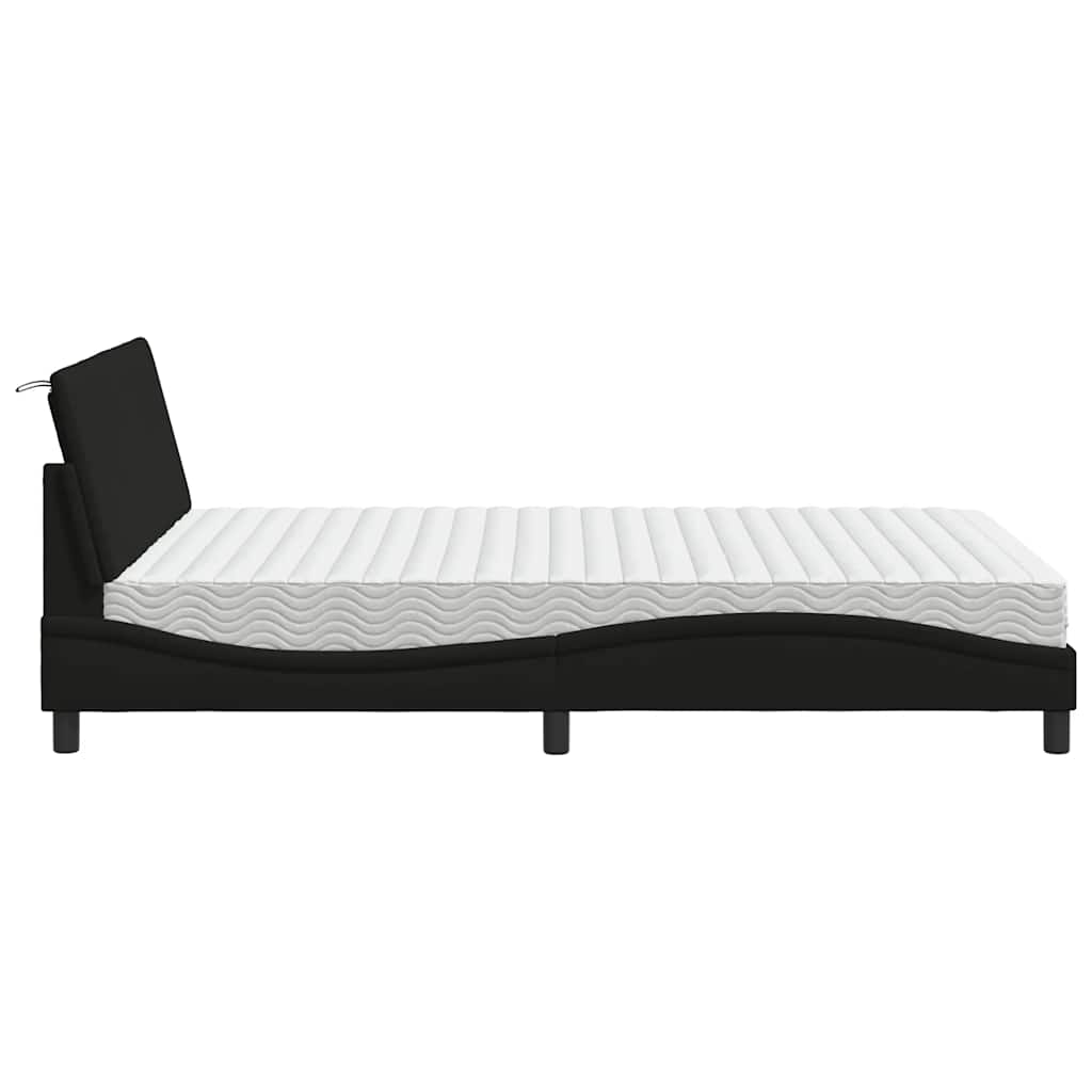 Lit avec matelas Hanko noir 140x200 cm tissu - XIOS