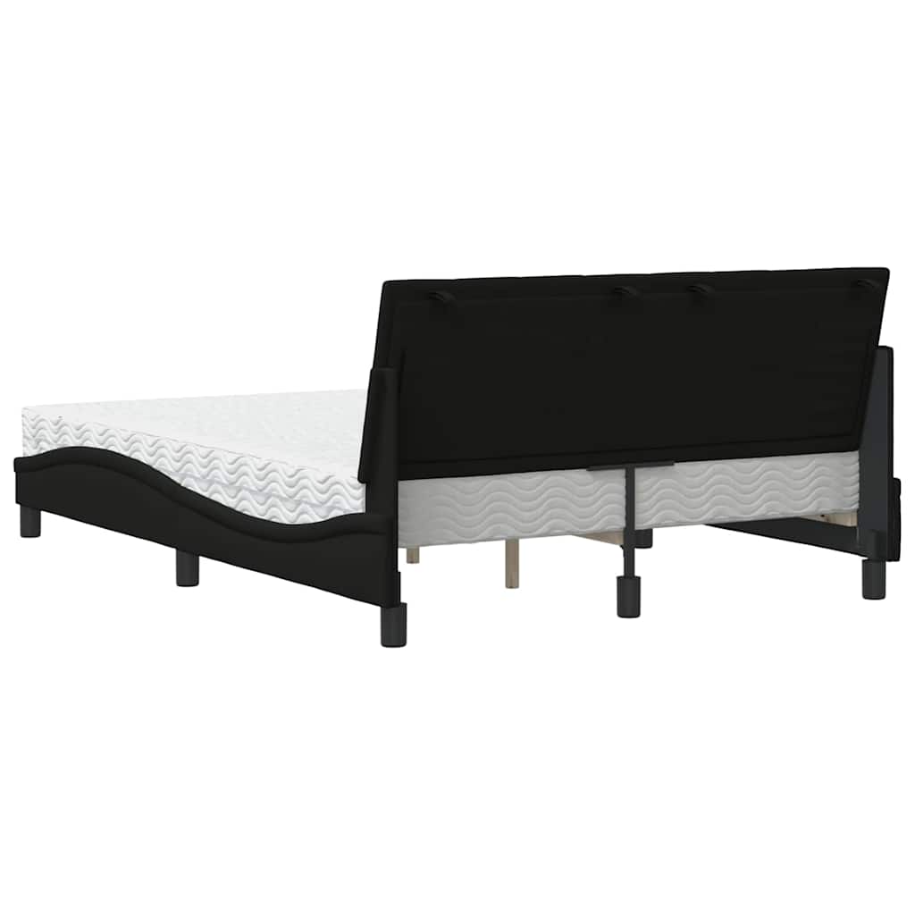 Lit avec matelas Hanko noir 140x200 cm tissu - XIOS