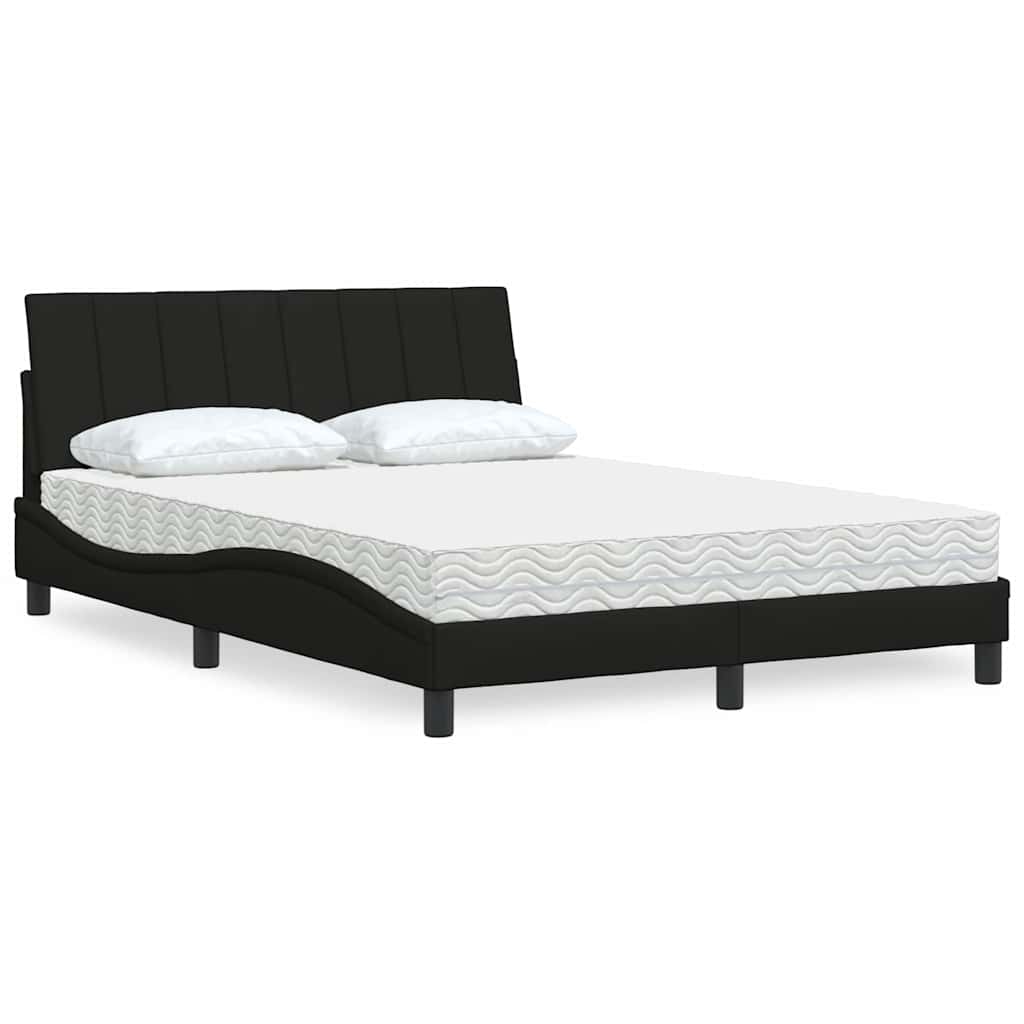 Lit avec matelas Hanko noir 140x200 cm tissu - XIOS