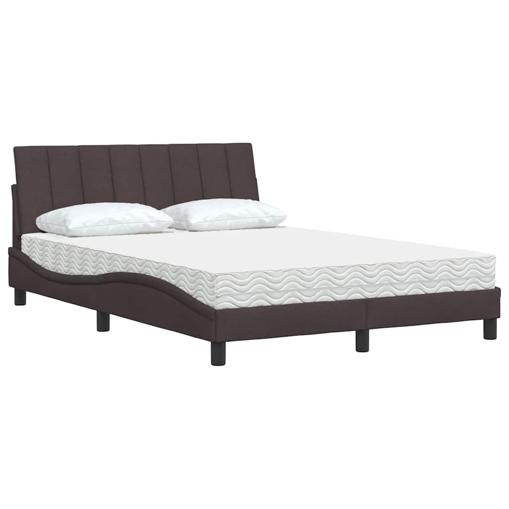 Lit avec matelas Hanko marron foncé 140x200 cm tissu - XIOS
