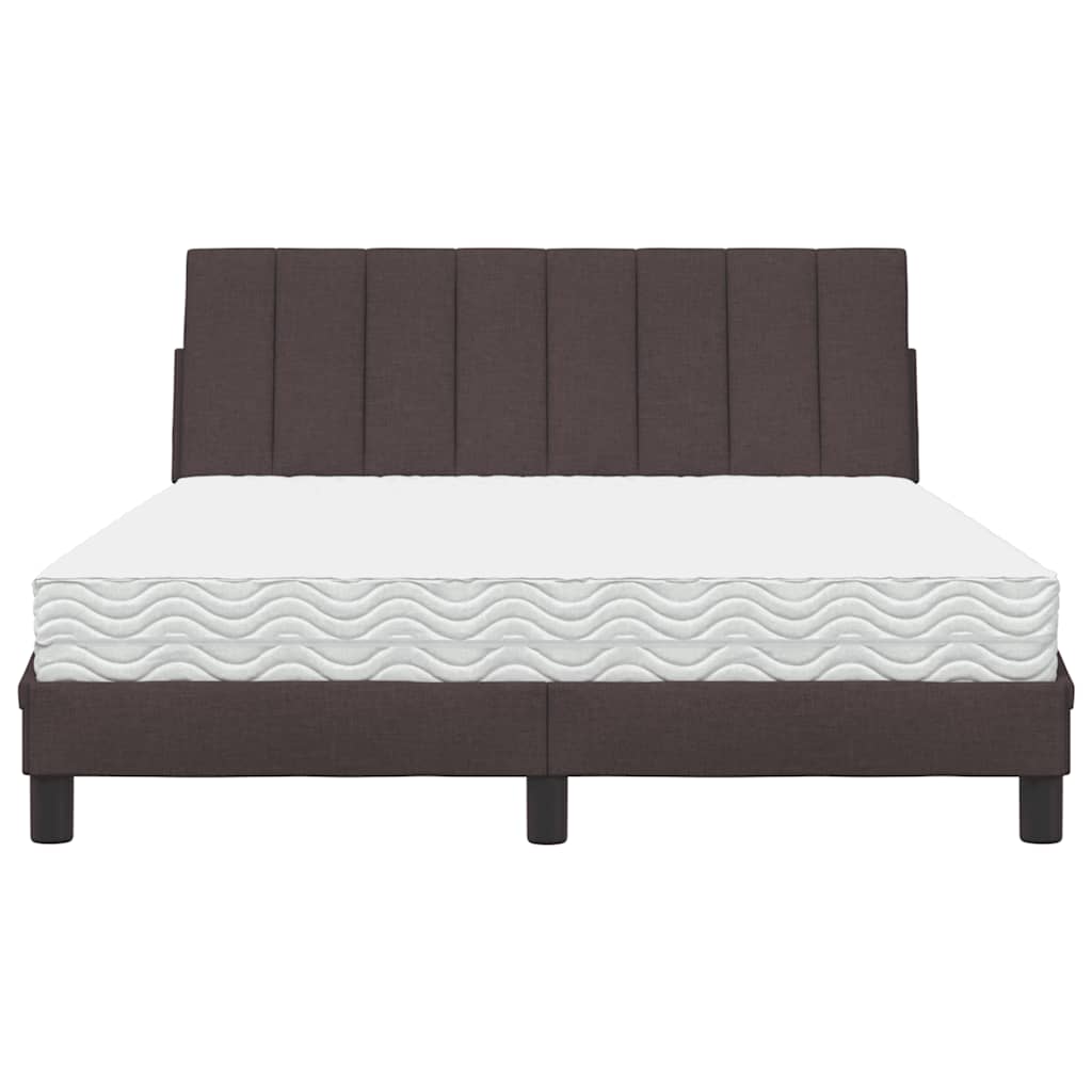 Lit avec matelas Hanko marron foncé 140x200 cm tissu - XIOS