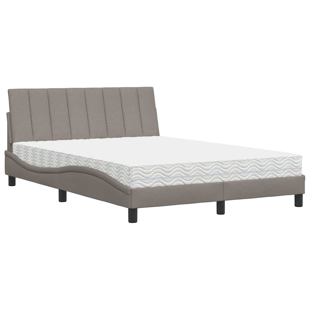 Lit avec matelas Hanko taupe 140x200 cm tissu - XIOS