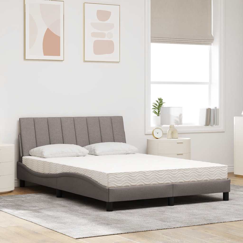 Lit avec matelas Hanko taupe 140x200 cm tissu - XIOS
