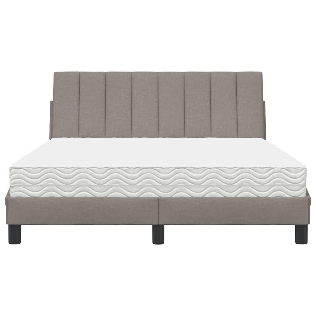 Lit avec matelas Hanko taupe 140x200 cm tissu - XIOS