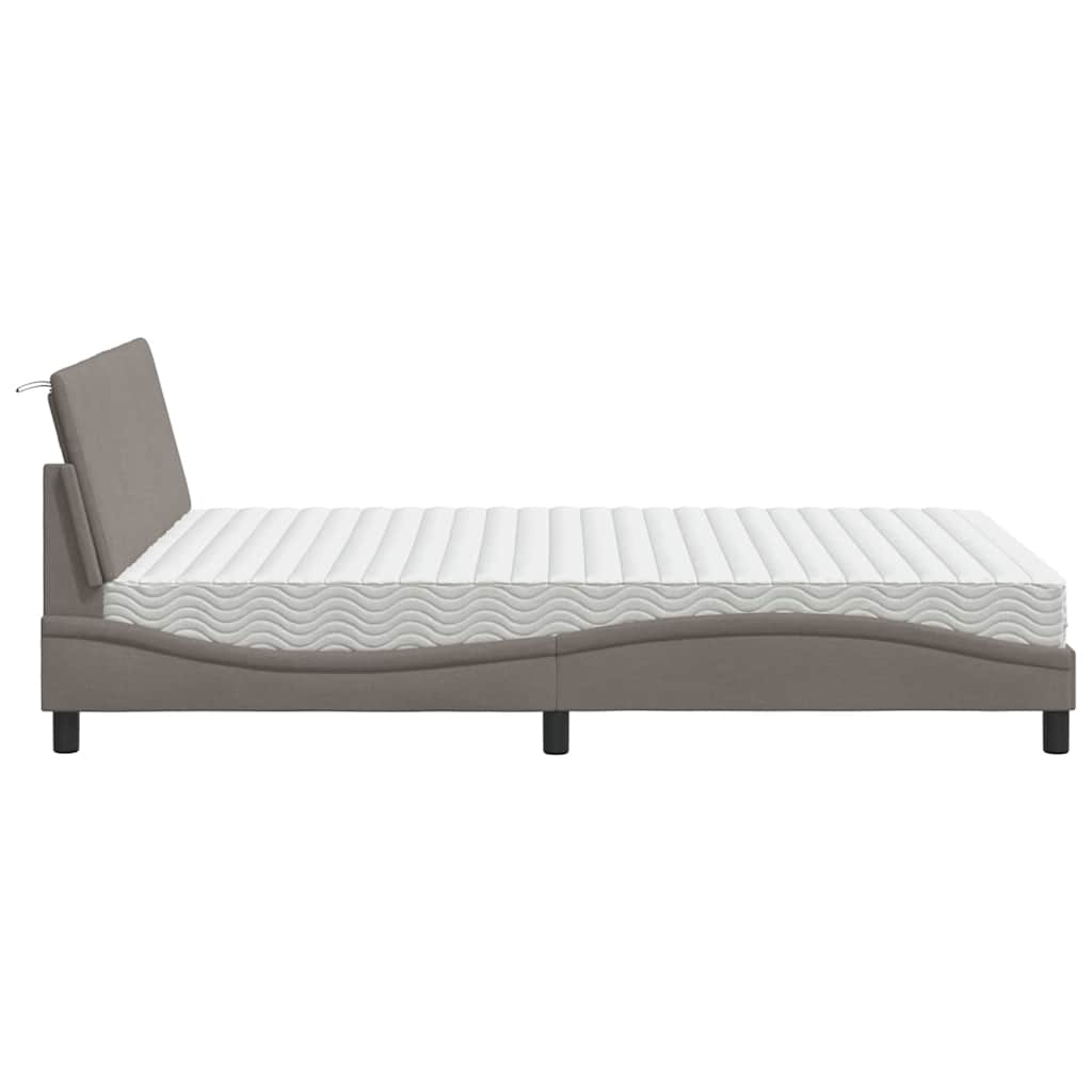 Lit avec matelas Hanko taupe 140x200 cm tissu - XIOS