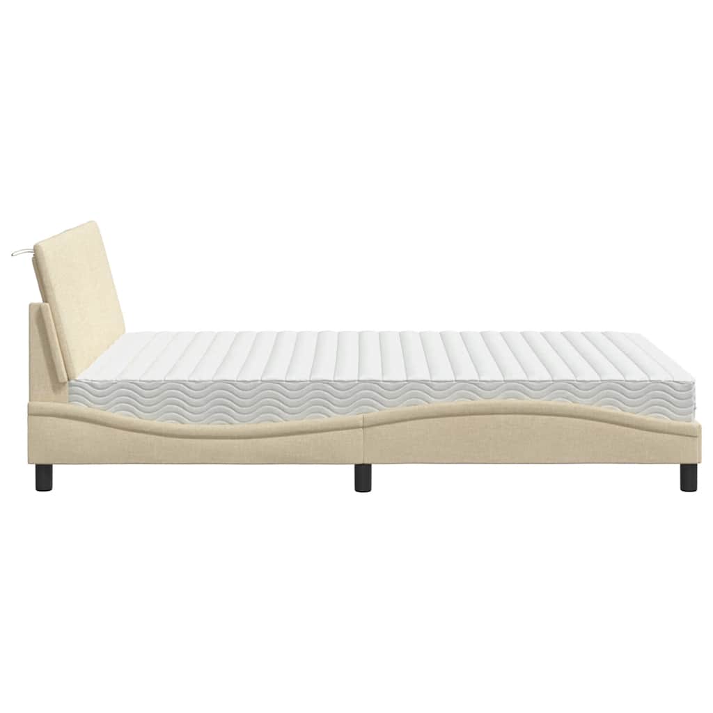 Lit avec matelas crème 140x200 cm tissu - XIOS