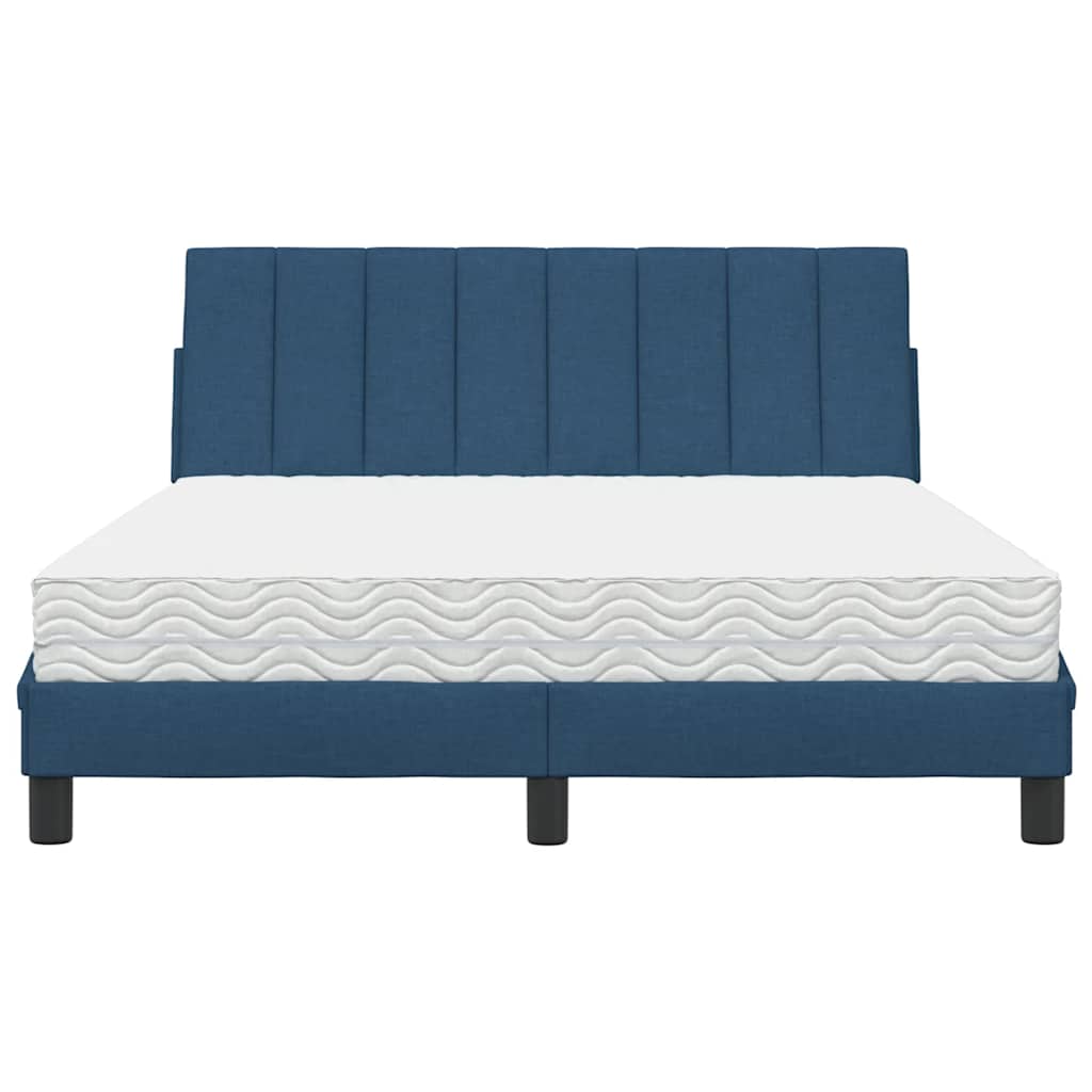 Lit avec matelas Hanko bleu 140x200 cm tissu - XIOS